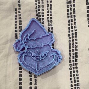 Purple grinch clay or cookie cutter 3in stamp